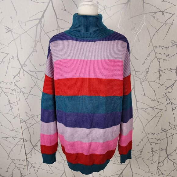 Lovers & Friends 30% Wool Colorblock Stripe Marianne Turtleneck Sweater - Picture 4 of 6